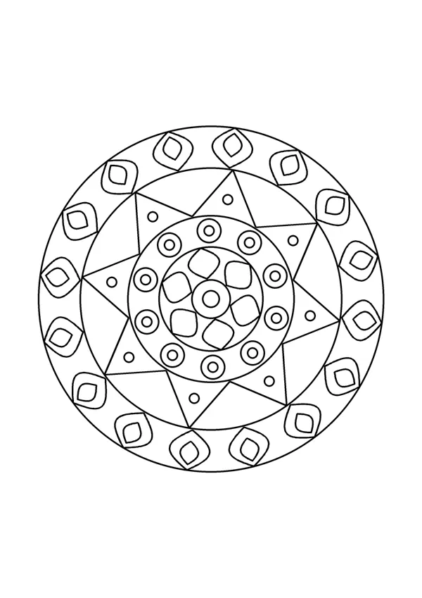 Mandala színező – könnyű 4. – nyomtatható színező